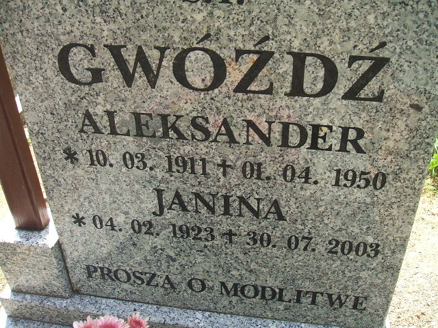 Janina GWÓŹDŹ 1923 Szklarska Poręba - Grobonet - Wyszukiwarka osób pochowanych