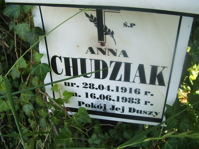Anna CHUDZIAK 1916 Szklarska Poręba - Grobonet - Wyszukiwarka osób pochowanych